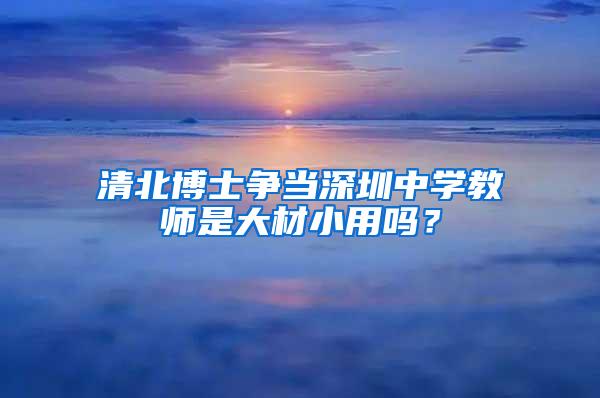 清北博士争当深圳中学教师是大材小用吗？