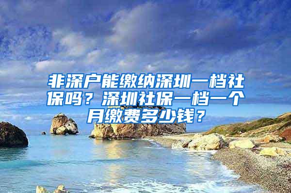 非深户能缴纳深圳一档社保吗？深圳社保一档一个月缴费多少钱？