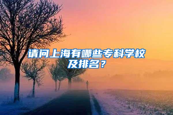 请问上海有哪些专科学校及排名？