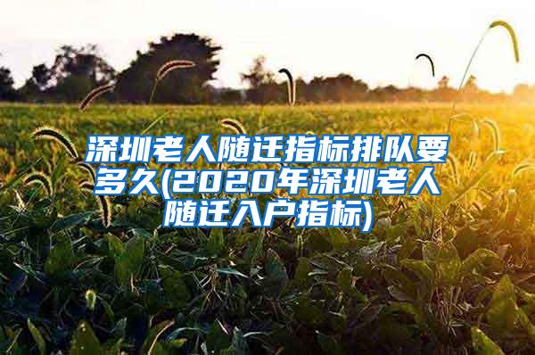 深圳老人随迁指标排队要多久(2020年深圳老人随迁入户指标)