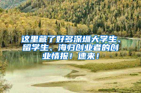 这里藏了好多深圳大学生、留学生、海归创业者的创业情报！速来！