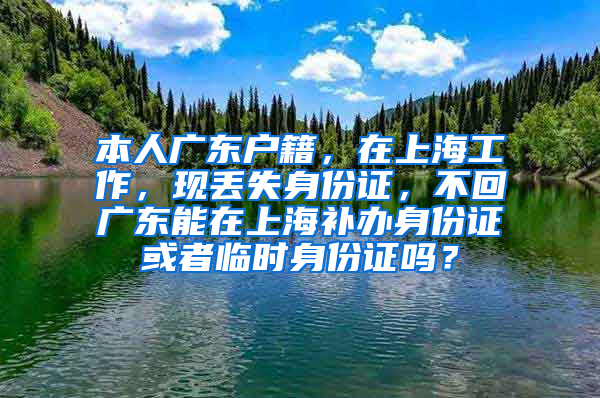 本人广东户籍，在上海工作，现丢失身份证，不回广东能在上海补办身份证或者临时身份证吗？