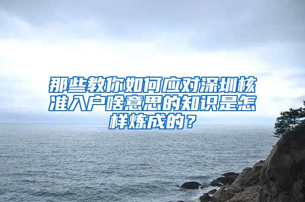 那些教你如何应对深圳核准入户啥意思的知识是怎样炼成的？