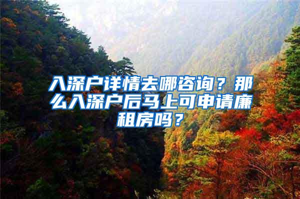 入深户详情去哪咨询？那么入深户后马上可申请廉租房吗？