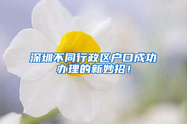 深圳不同行政区户口成功办理的新妙招！