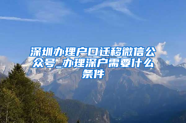 深圳办理户口迁移微信公众号_办理深户需要什么条件