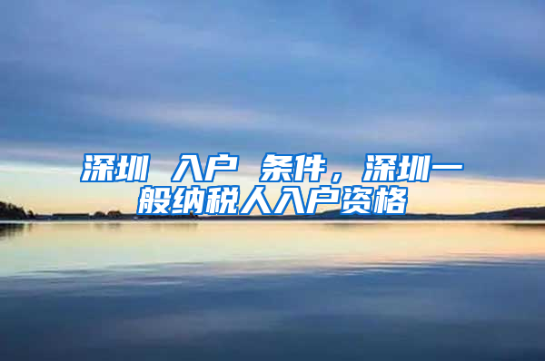 深圳 入户 条件，深圳一般纳税人入户资格