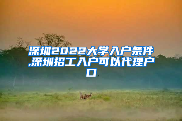 深圳2022大学入户条件,深圳招工入户可以代理户口