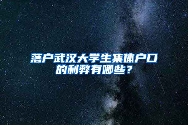 落户武汉大学生集体户口的利弊有哪些？