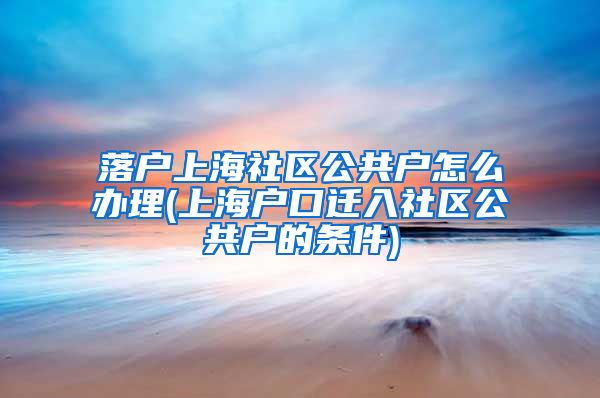 落户上海社区公共户怎么办理(上海户口迁入社区公共户的条件)