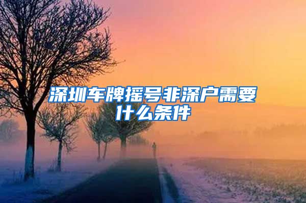 深圳车牌摇号非深户需要什么条件