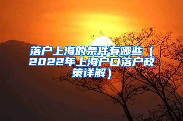 落户上海的条件有哪些（2022年上海户口落户政策详解）