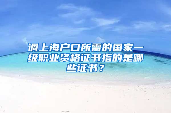 调上海户口所需的国家一级职业资格证书指的是哪些证书？