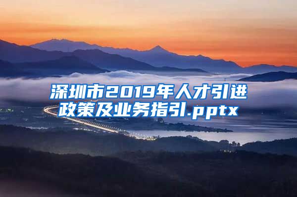 深圳市2019年人才引进政策及业务指引.pptx