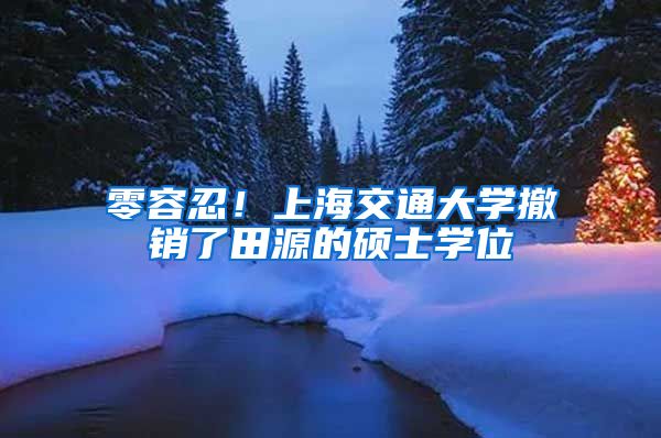 零容忍！上海交通大学撤销了田源的硕士学位