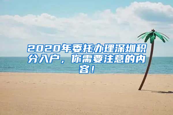 2020年委托办理深圳积分入户，你需要注意的内容！