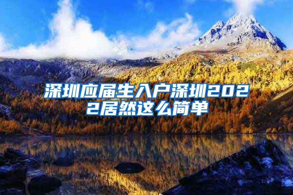 深圳应届生入户深圳2022居然这么简单