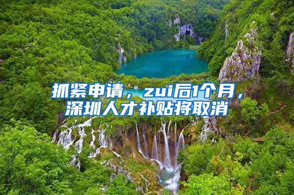 抓紧申请，zui后1个月，深圳人才补贴将取消