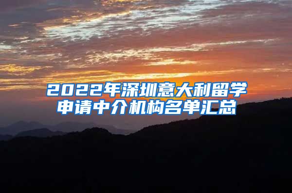 2022年深圳意大利留学申请中介机构名单汇总