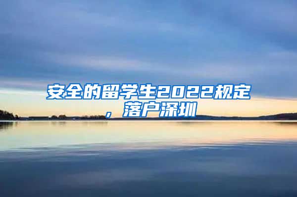 安全的留学生2022规定，落户深圳