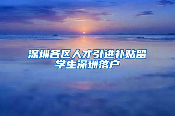 深圳各区人才引进补贴留学生深圳落户