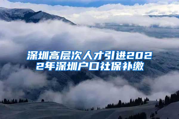 深圳高层次人才引进2022年深圳户口社保补缴