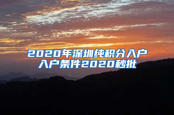 2020年深圳纯积分入户入户条件2020秒批