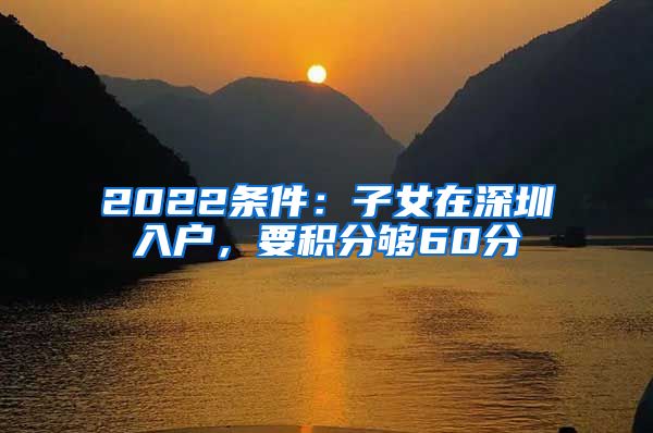 2022条件：子女在深圳入户，要积分够60分