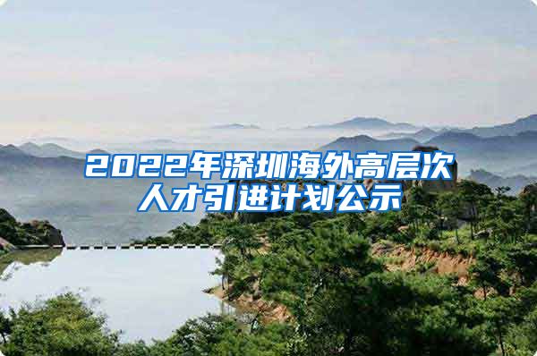 2022年深圳海外高层次人才引进计划公示