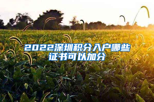 2022深圳积分入户哪些证书可以加分