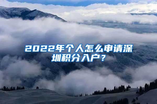 2022年个人怎么申请深圳积分入户？