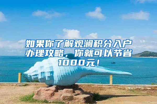 如果你了解观澜积分入户办理攻略，你就可以节省1000元！