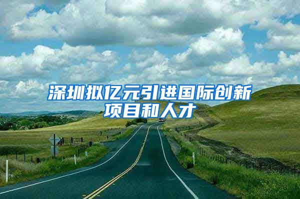 深圳拟亿元引进国际创新项目和人才