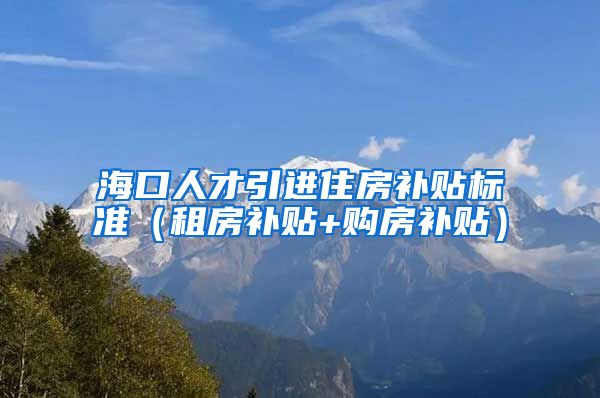 海口人才引进住房补贴标准（租房补贴+购房补贴）