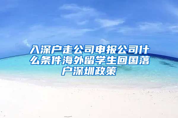 入深户走公司申报公司什么条件海外留学生回国落户深圳政策