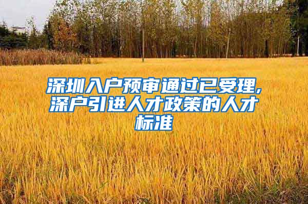 深圳入户预审通过已受理,深户引进人才政策的人才标准