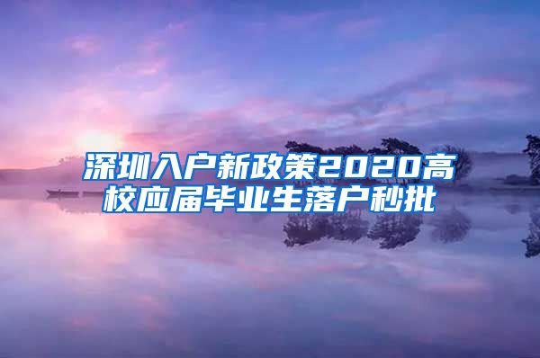 深圳入户新政策2020高校应届毕业生落户秒批