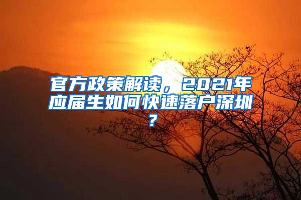 官方政策解读，2021年应届生如何快速落户深圳？