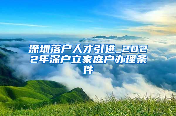 深圳落户人才引进_2022年深户立家庭户办理条件