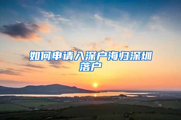 如何申请入深户海归深圳落户