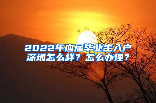 2022年应届毕业生入户深圳怎么样？怎么办理？