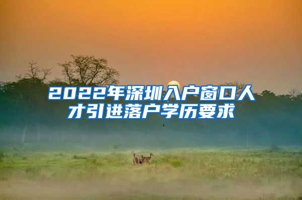 2022年深圳入户窗口人才引进落户学历要求