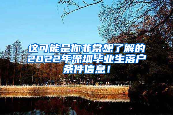 这可能是你非常想了解的2022年深圳毕业生落户条件信息！