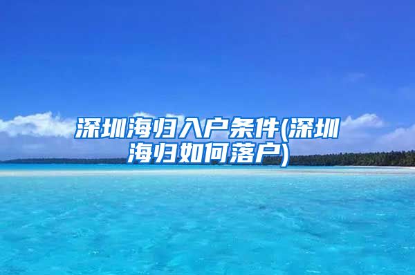 深圳海归入户条件(深圳海归如何落户)