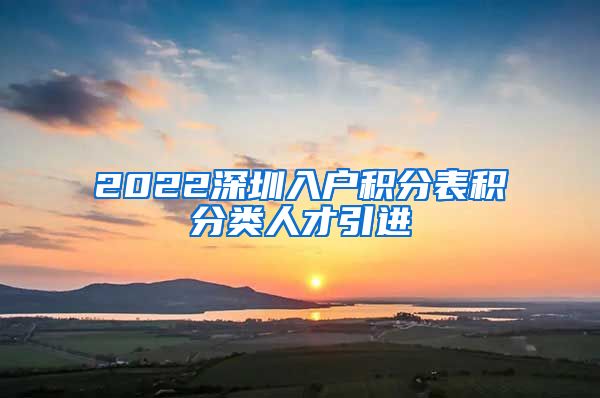 2022深圳入户积分表积分类人才引进