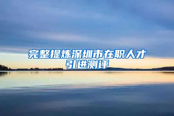 完整提炼深圳市在职人才引进测评