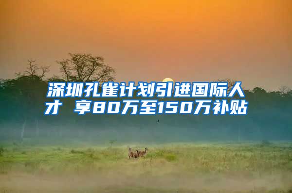 深圳孔雀计划引进国际人才 享80万至150万补贴