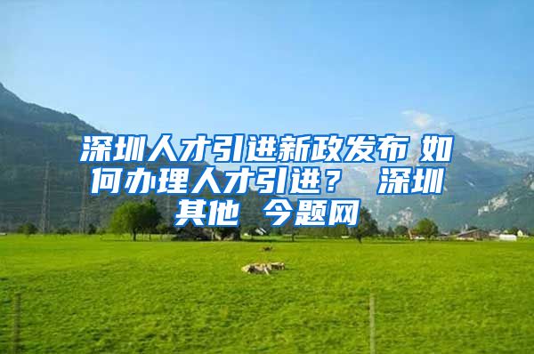 深圳人才引进新政发布　如何办理人才引进？ 深圳其他 今题网