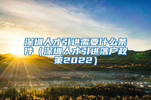 深圳人才引进需要什么条件（深圳人才引进落户政策2022）