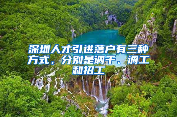 深圳人才引进落户有三种方式，分别是调干、调工和招工